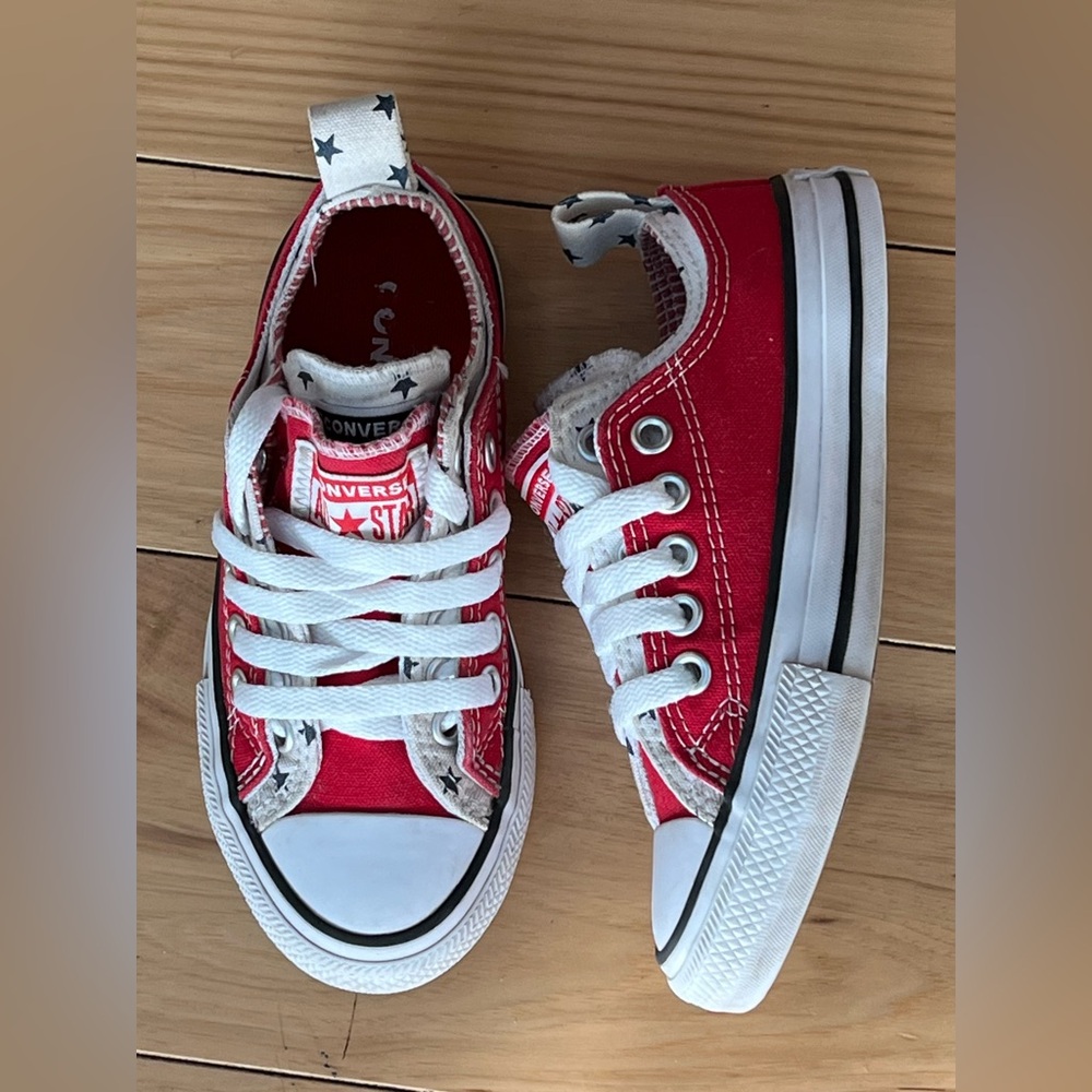 Converse Red and White Kids Sneakers - Picture 6 of 16